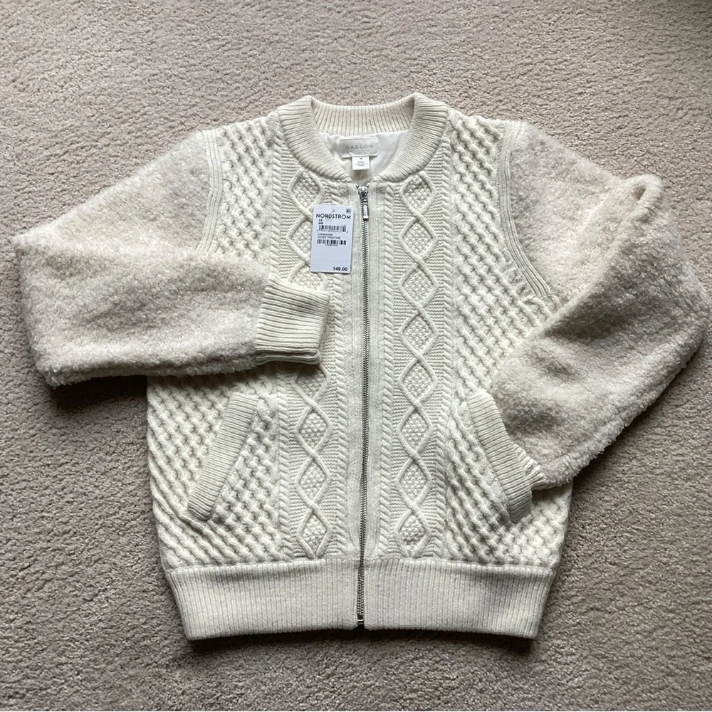 Caslon Cable Zip Up Cardigan XS